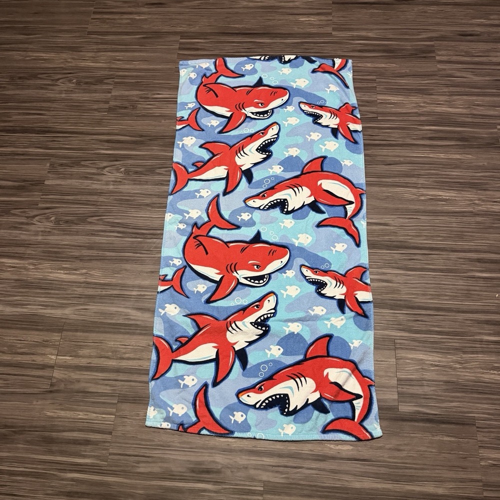 Mainstays Multicolor Red Shark Beach Towel 28 X 60 Inch Kids Cruise Lake Pool